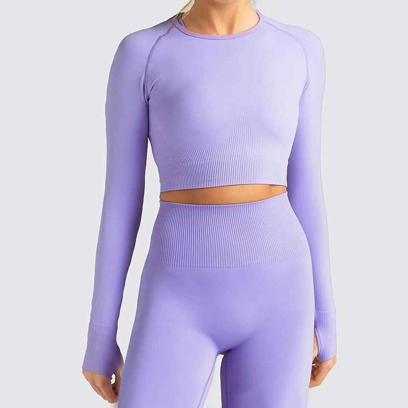 Knitted seamless long sleeve yoga exercise suit StrengthXpress